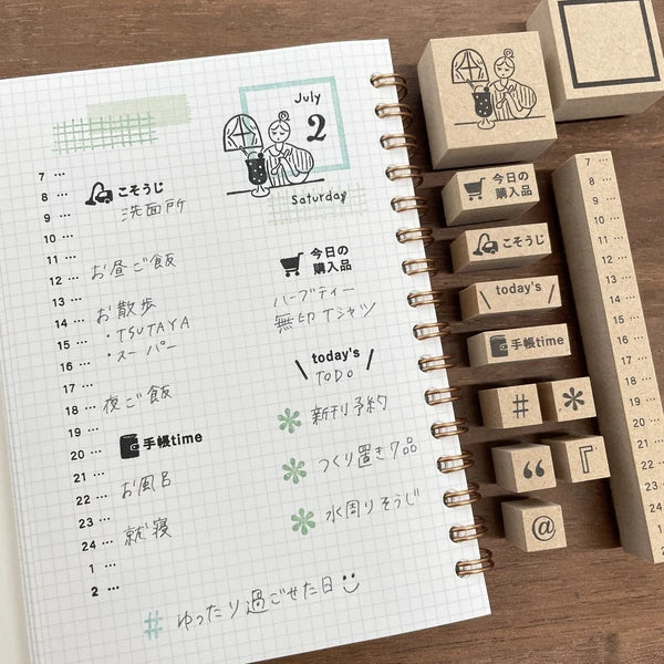 STAMP MARCHE Vertical Time Axis Rubber Stamp Collection