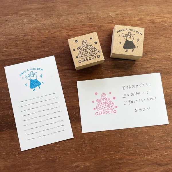 STAMP MARCHE Marl-chan Message Rubber Stamp - OMEDETO Congratulations