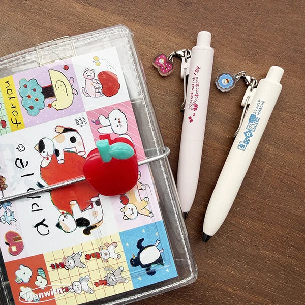 STAMP MARCHE Mitsubishi Pencil uni-ball One P Ribbon & Patchwork Ballpoint Pen with Acrylic Charm