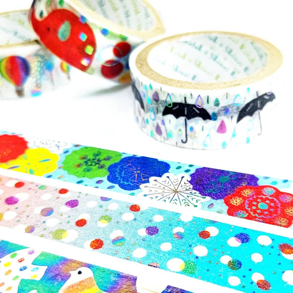 SEAL-DO PRINTING Kirapika Foil Masking Tape - Rainbow Flowers