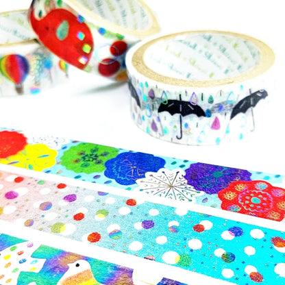 SEAL-DO PRINTING Kirapika Foil Masking Tape - Rainbow Flowers