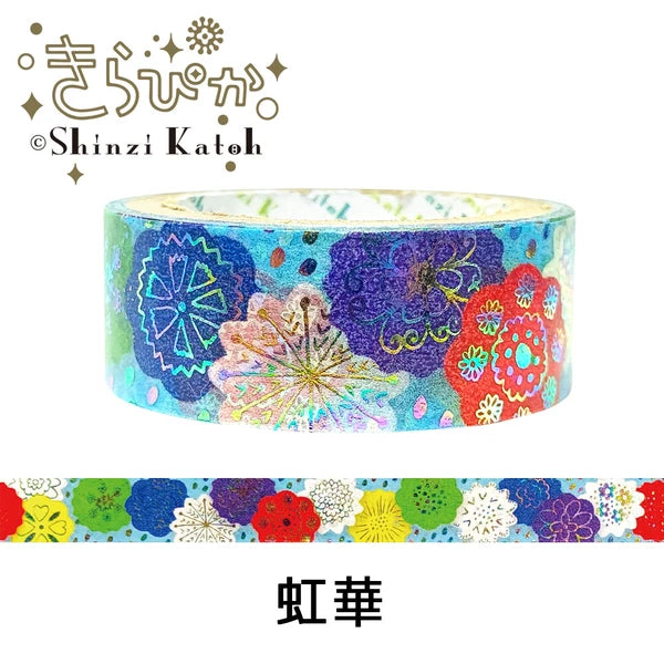 SEAL-DO PRINTING Kirapika Foil Masking Tape - Rainbow Flowers