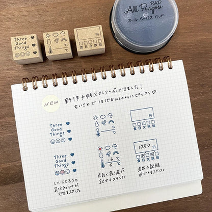 STAMP MARCHE Six Weather and Temperature Record Rubber Stamp
