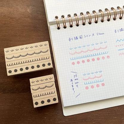STAMP MARCHE Embroidery-Style Line A 4-Piece Rubber Stamp Set
