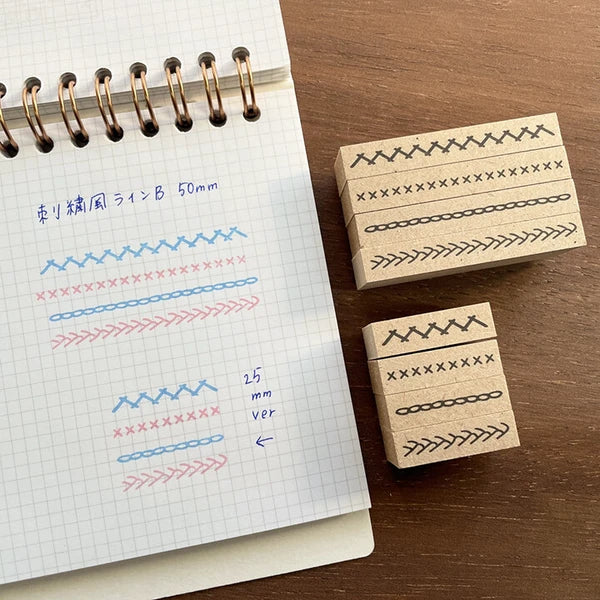 STAMP MARCHE Embroidery-Style Line B 4-Piece Rubber Stamp Set