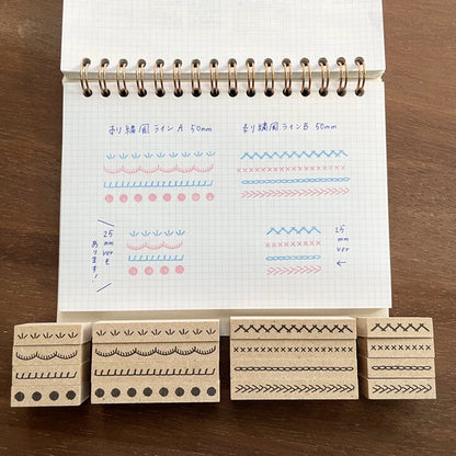 STAMP MARCHE Embroidery-Style Line A 4-Piece Set 50mm