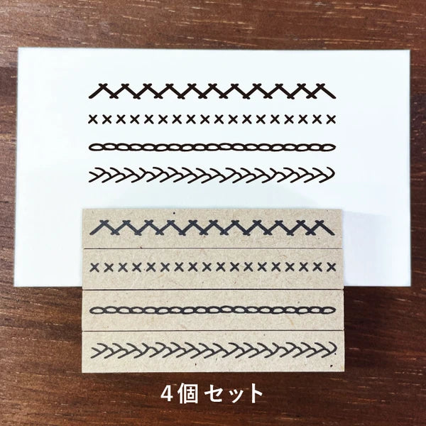 STAMP MARCHE Embroidery-Style Line B 4-Piece Set 50mm