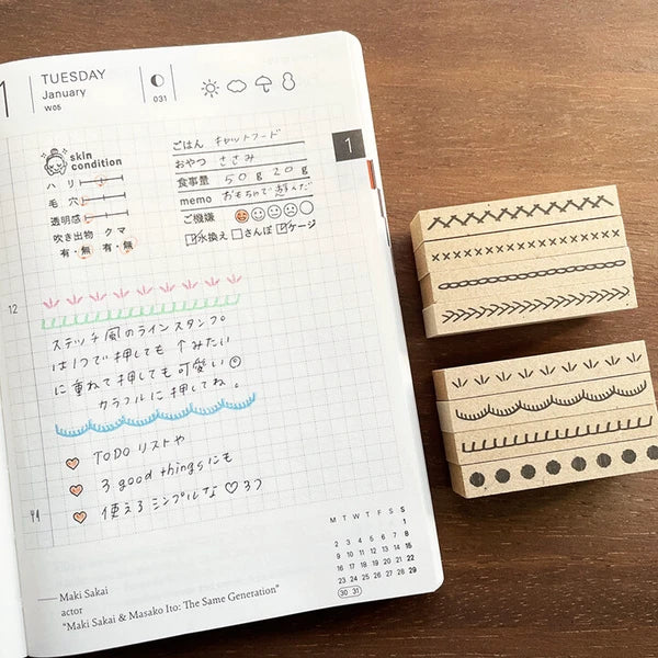 STAMP MARCHE Embroidery-Style Line B 4-Piece Set 50mm