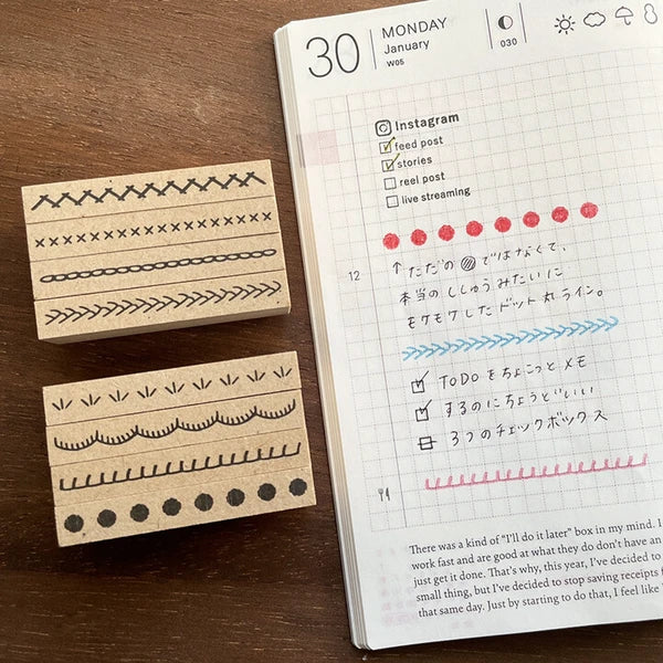 STAMP MARCHE Embroidery-Style Line B 4-Piece Set 50mm