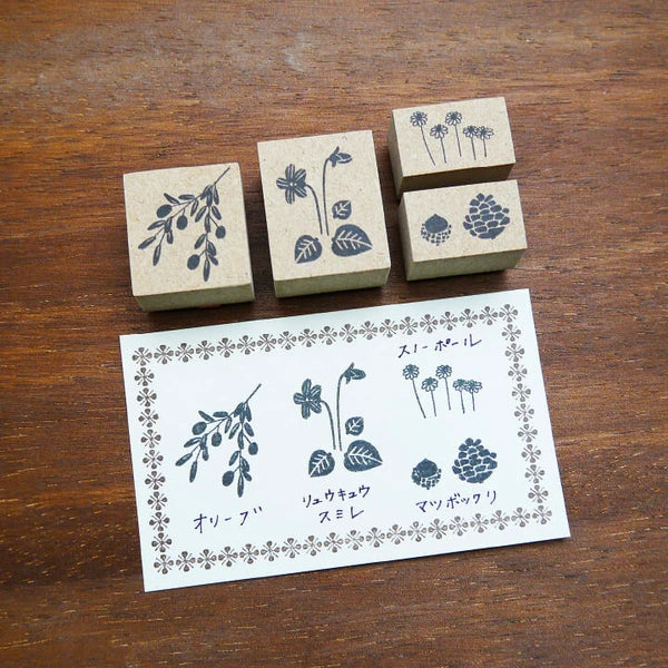 STAMP MARCHE Nakano Emi Floral Illustration Rubber Stamp - Ryukyu Violet