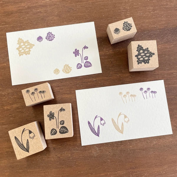 STAMP MARCHE Nakano Emi Floral Illustration Rubber Stamp - Ryukyu Violet