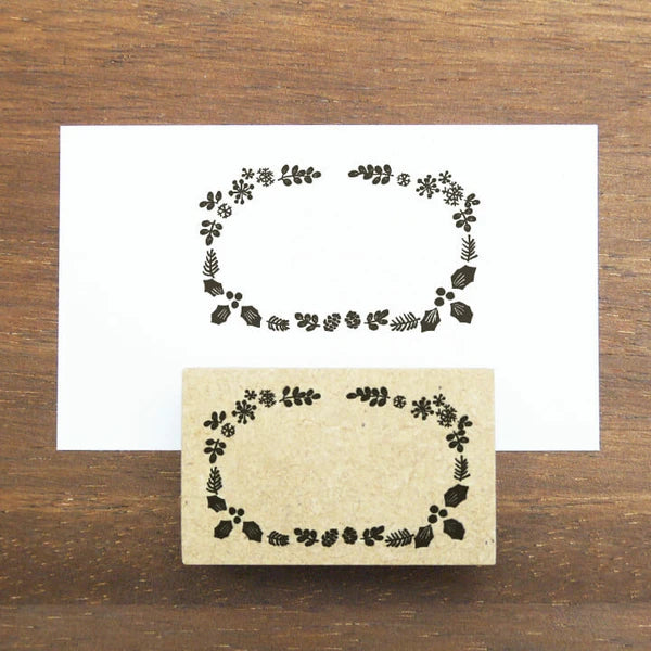 STAMP MARCHE Nakano Emi Floral Illustration Rubber Stamp - Winter Wreath Frame