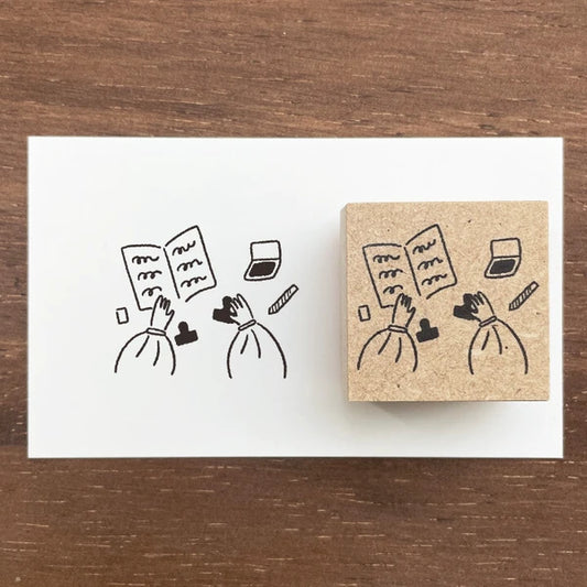 STAMP MARCHE Maru-chan Illustration Rubber Stamp - Stamp Time B