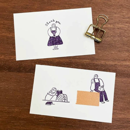 STAMP MARCHE Maru-chan Illustration Rubber Stamp - Stamp Time B