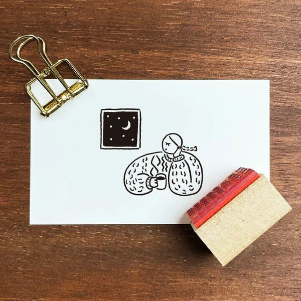 STAMP MARCHE Maru-chan Illustration Rubber Stamp - Coffee