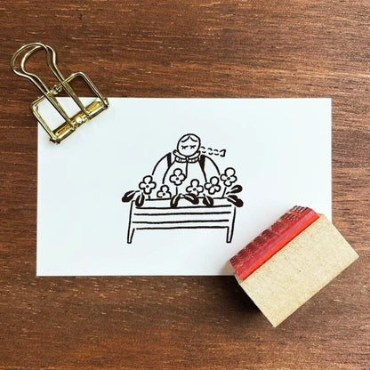 STAMP MARCHE Marl-chan Illustration Rubber Stamp - Flowers