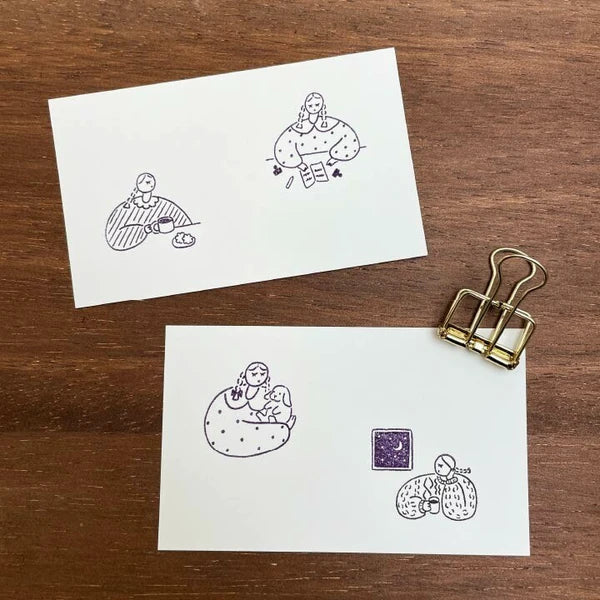 STAMP MARCHE Marl-chan Illustration Rubber Stamp - Flowers
