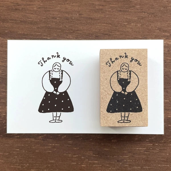 STAMP MARCHE Maru-chan Illustration Rubber Stamp - Thank You