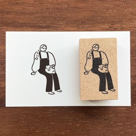 STAMP MARCHE Marl-chan Illustration Rubber Stamp - Relaxing