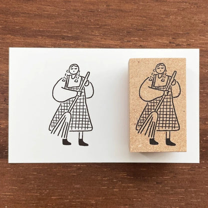 STAMP MARCHE Maaru-Chan Illustration Stamp - Cleaning