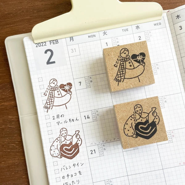STAMP MARCHE February Maaru-Chan Seasonal Illustration Stamp - Valentine A
