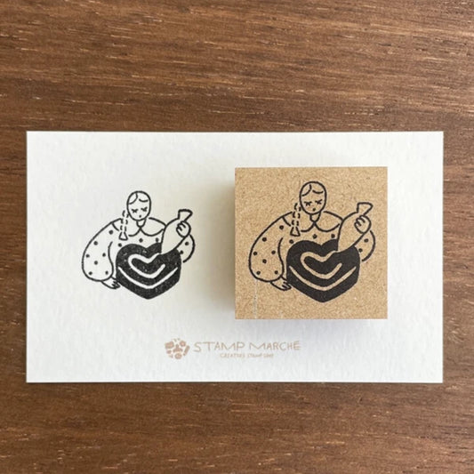 STAMP MARCHE February Maaru-chan Illustration Stamp - Valentine B