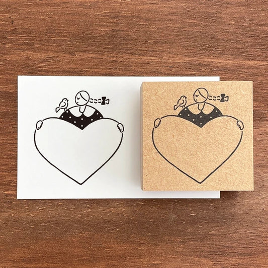STAMP MARCHE Maru-chan Large Frame Rubber Stamp - Heart