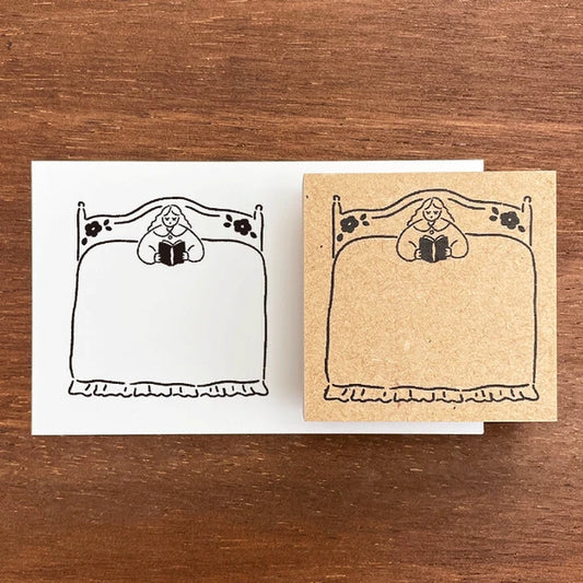 STAMP MARCHE Maru-chan Frame Rubber Stamp L - Bed