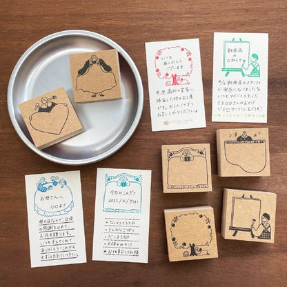 STAMP MARCHE Maru-chan Frame Rubber Stamp L - Bed