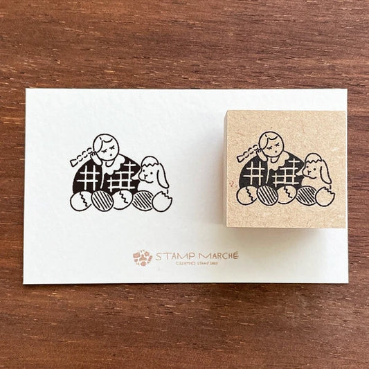 STAMP MARCHE Marl-chan Illustration Rubber Stamp - March Easter