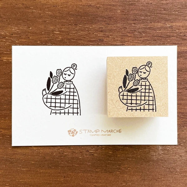 STAMP MARCHE March Maaru-chan Illustration Stamp - Tulip