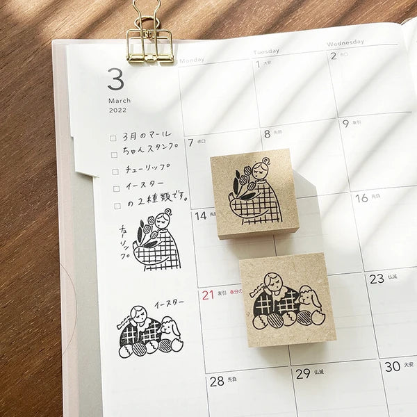 STAMP MARCHE March Maaru-chan Illustration Stamp - Tulip