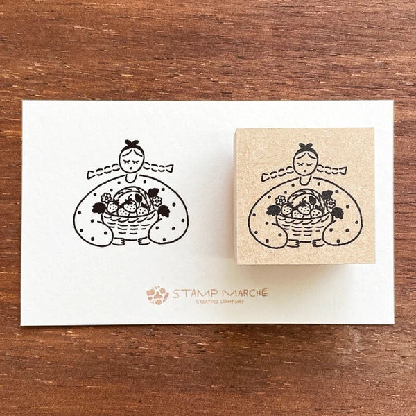 STAMP MARCHE Maru-chan Seasonal Illustration Rubber Stamp - April Strawberry