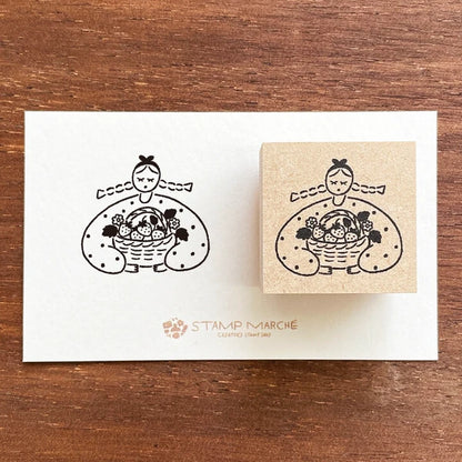 STAMP MARCHE Maru-chan Seasonal Illustration Rubber Stamp - April Strawberry