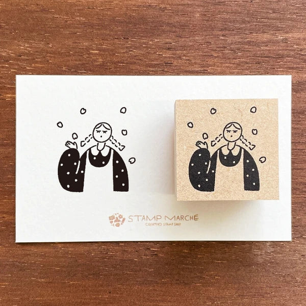 STAMP MARCHE Maru-chan Seasonal Illustration Rubber Stamp - April Sakura