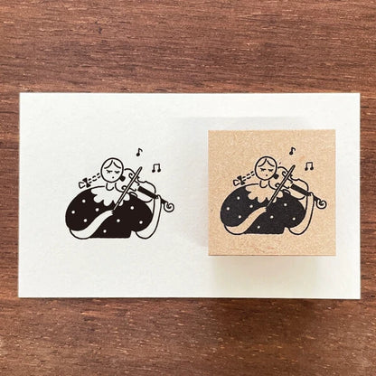 STAMP MARCHE Maru-chan Seasonal Illustration Rubber Stamp - September Violin