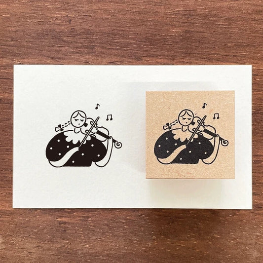 STAMP MARCHE Maru-chan Seasonal Illustration Rubber Stamp - September Violin