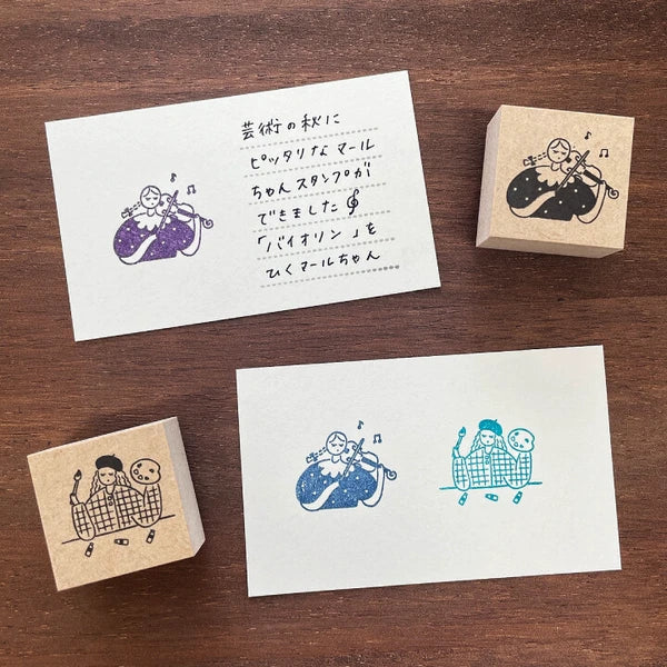 STAMP MARCHE Maru-chan Seasonal Illustration Rubber Stamp - September Violin