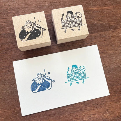 STAMP MARCHE Maru-chan Seasonal Illustration Rubber Stamp - September Violin