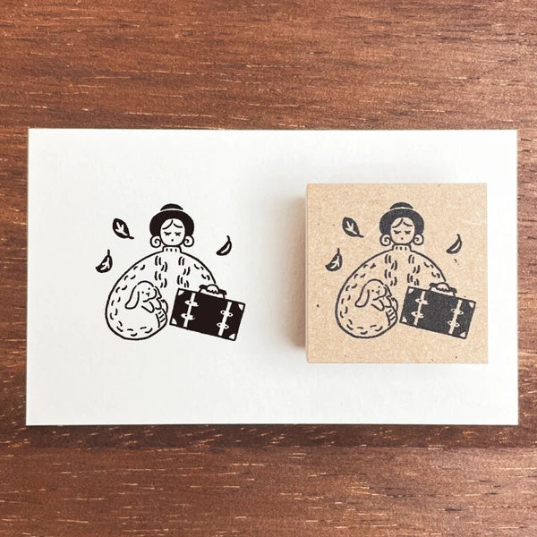 STAMP MARCHE Maru-chan Seasonal Illustration Rubber Stamp - November Autumn Trip