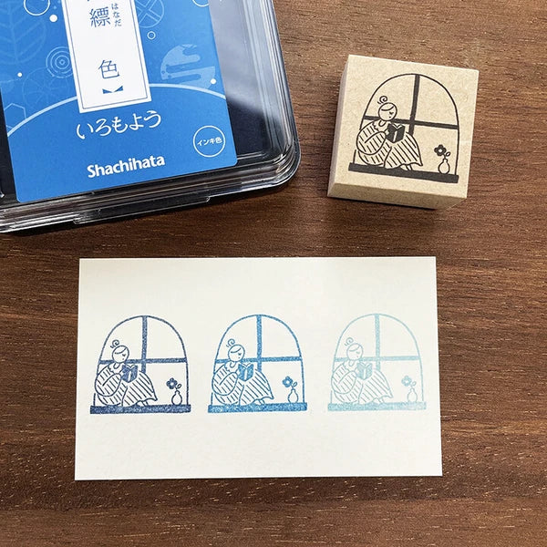 STAMP MARCHE Maru-chan Illustration Rubber Stamp - Reading by the Window