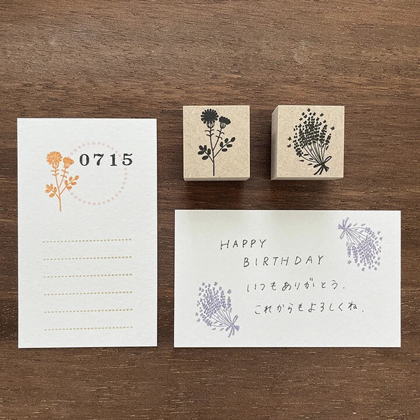 STAMP MARCHE Nakano Emi Floral Illustration Rubber Stamp - Marigold
