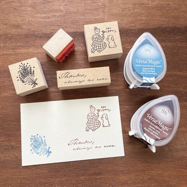 STAMP MARCHE Nakano Emi Floral Illustration Rubber Stamp - Lavender