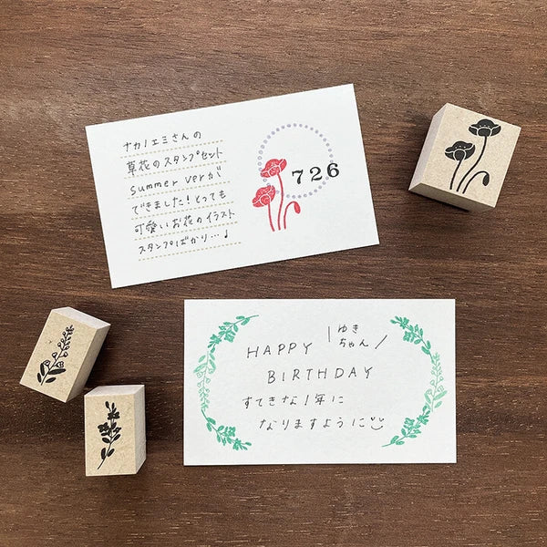 STAMP MARCHE Nakano Emi Floral Illustration Rubber Stamp - Poppy