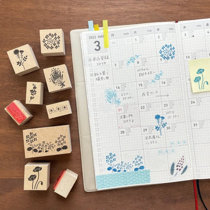 STAMP MARCHE Nakano Emi Floral Illustration Rubber Stamp - Poppy
