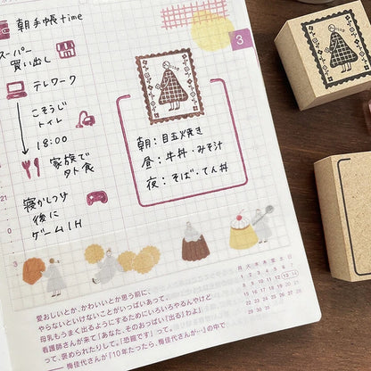 STAMP MARCHE Maru-chan Illustration Rubber Stamp - Postage Stamp