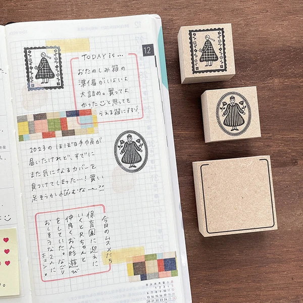STAMP MARCHE Maru-chan Illustration Rubber Stamp - Brooch