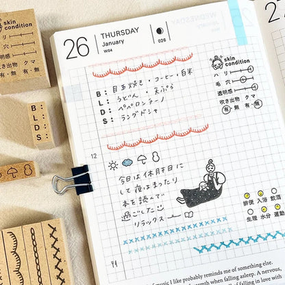 STAMP MARCHE Lifestyle Habit Check 6 Items Rubber Stamp