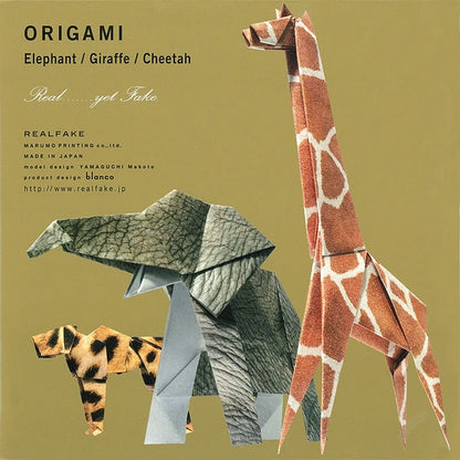 MARUMO PRINTING Animal Origami Paper - Cheetah / Type A / Giraffe / Elephant - Wholesale Pack