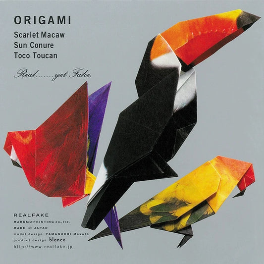 MARUMO PRINTING Animal Origami Paper - Sun Conure / Red Macaw / Toco Toucan / Tropical / Type E - Wholesale Pack